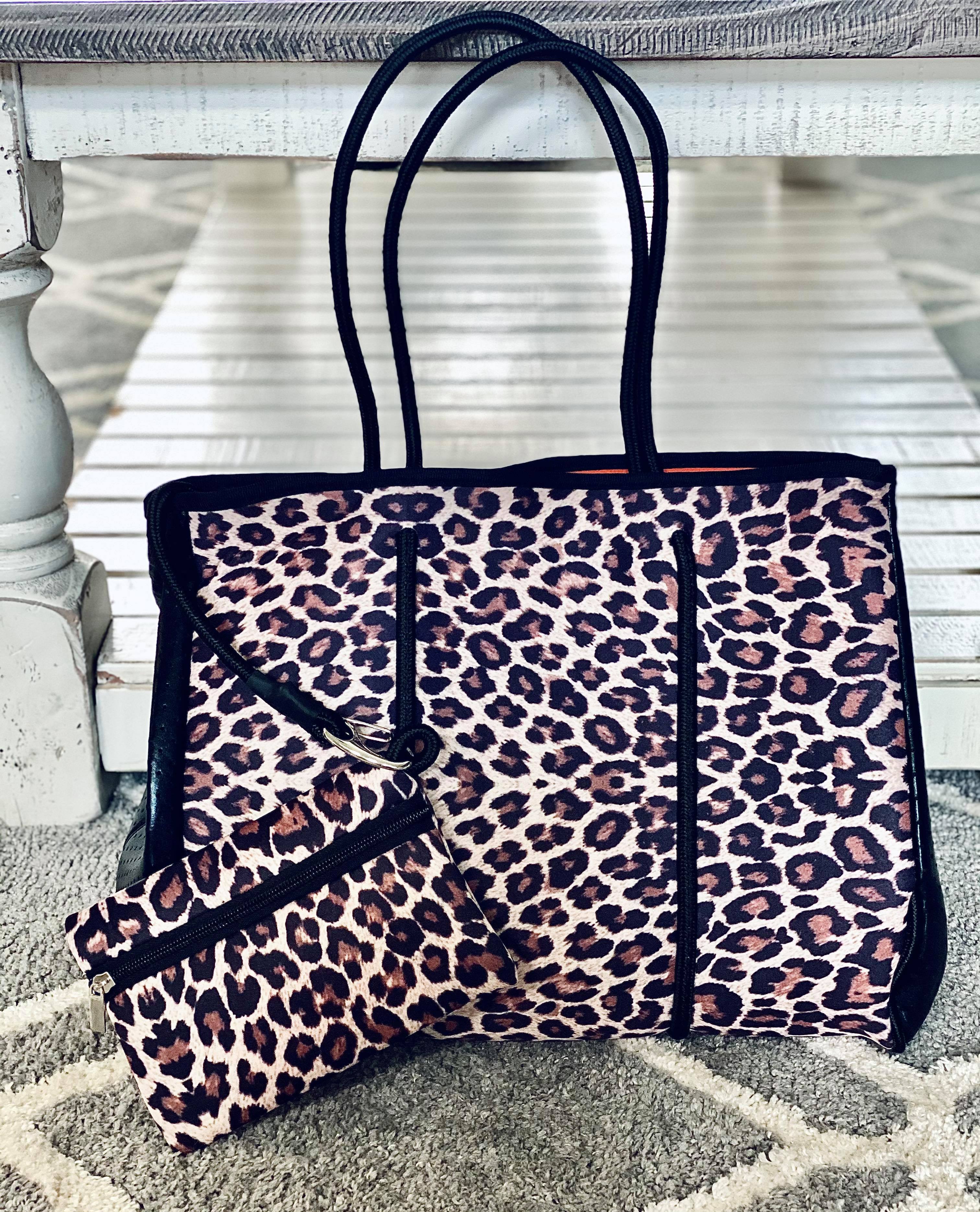 Leopard Printed Neoprene Tote Bag