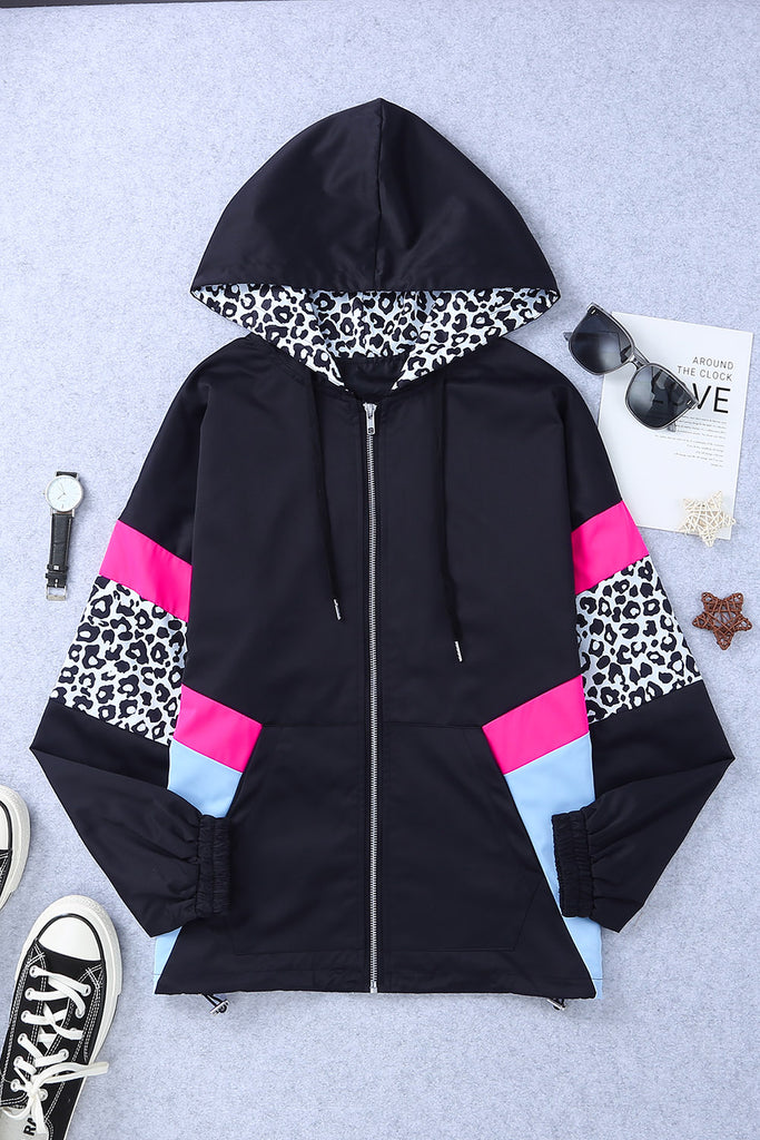 Color block zip hot sale up jacket