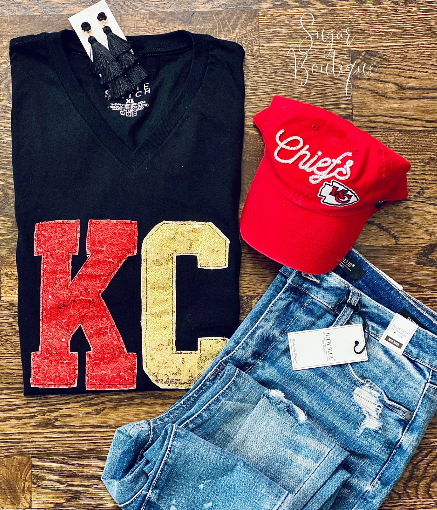 Kansas City KC Embroidered Sequin Tee – Sugar Boutique KC